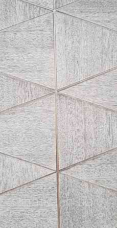 Шпалери вінілові на флізеліні Marburg Travertino 1.06х10 фігури трикутники смуги структурні сірі 3д Київ