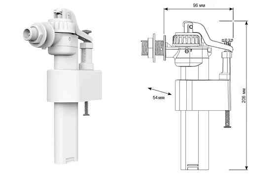 Клапан заповнення SIAMP Brio 751-1/2P, бічний 1/2'' пластиковий, швидке наповнення Киев