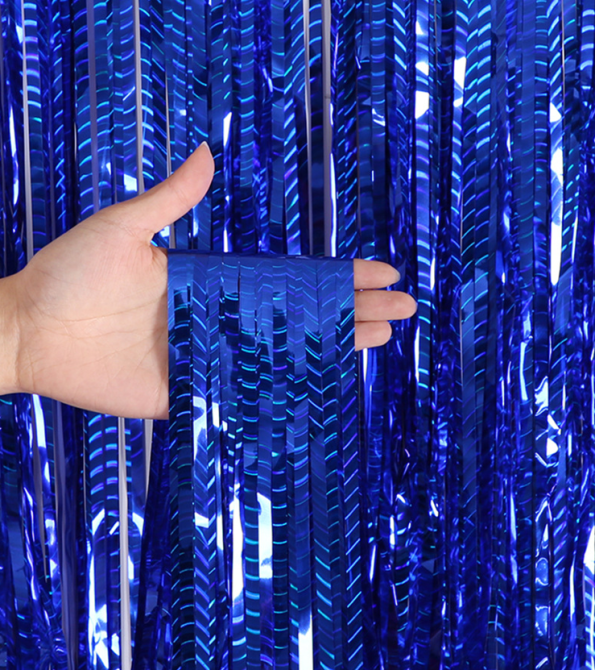 Дощик для фотозони з блискучою голограмою 2 м на 1 м синій Київ - фото 1