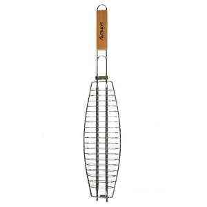 Решітка-гриль для риби з дерев'яною ручкою 36*12*2 см Скаут Житомир