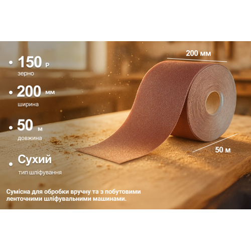 Наждачний папір на тканинній основі, 200мм х 50м, зерно 150, Alloid Одесса - изображение 3