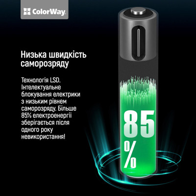 Аккумулятор ColorWay AAА USB-С 590 mAh 1.5V (2шт) (Li-Polymer) (CW-UBAAA-09) Винница - изображение 6