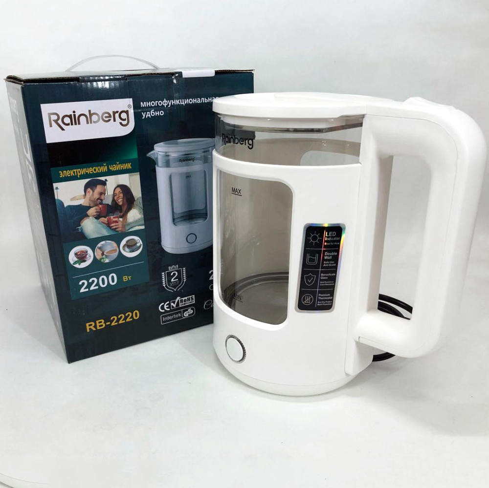 Потужний кухонний чайник Rainberg, Хороший електричний чайник скляний електричний QT-41 Львів - фото 3