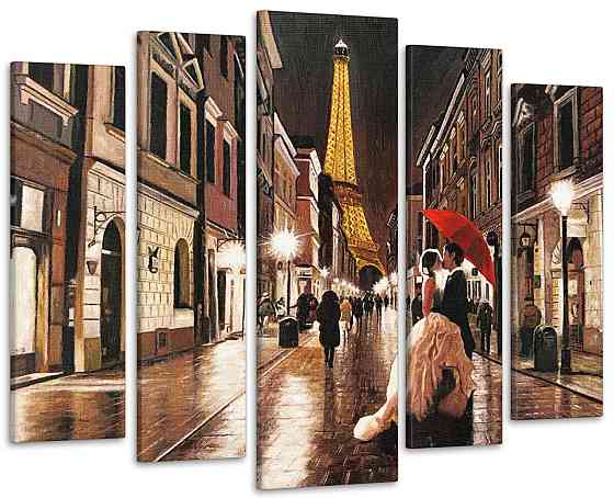 Модульна картина Закохані Місто Париж Art-251_5 ( 80х118см ) Київ