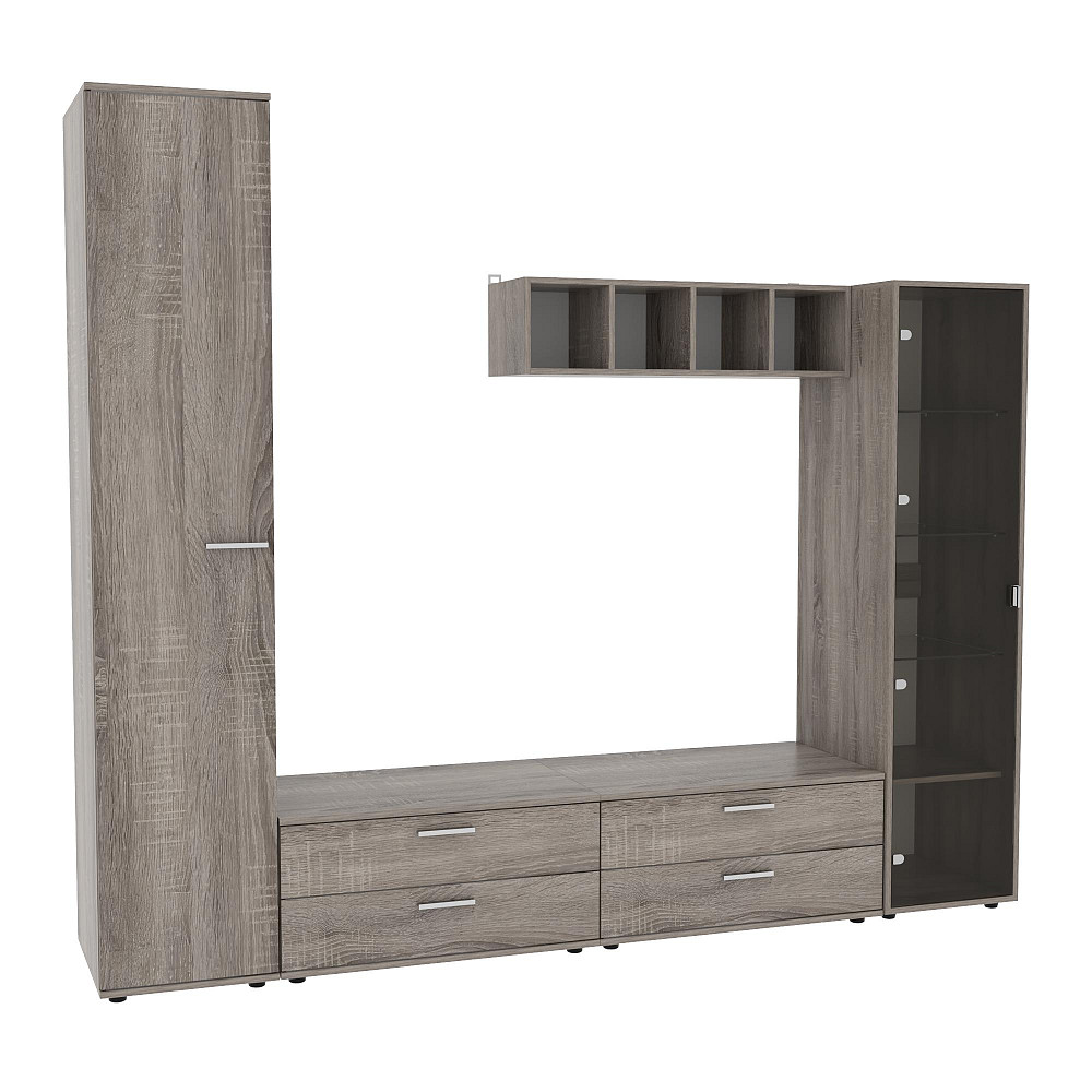 Стенка в гостиную Hugo-4, Дуб Сонома Трюфель, 2480х520х2120 Львов - изображение 1