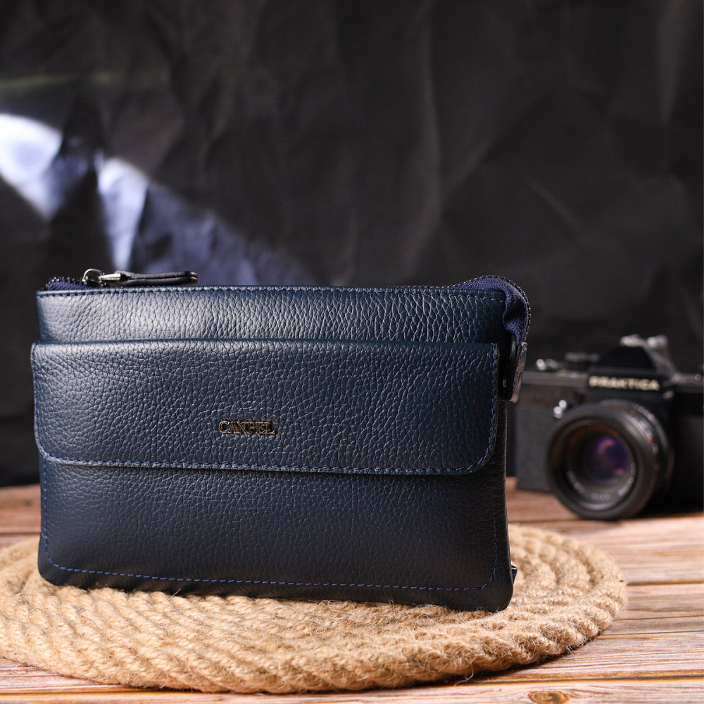 Оригінальний чоловічий клатч із натуральної шкіри Синій (CANPELLINI) Київ - фото 3