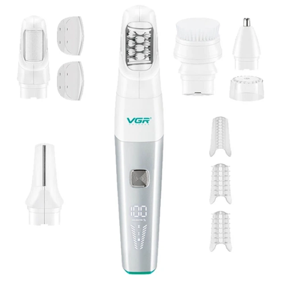 Епілятор акумуляторний 5в1 VGR V-752 IPX5 (тример, тример для носа, пемза, щітка) Зелений Київ