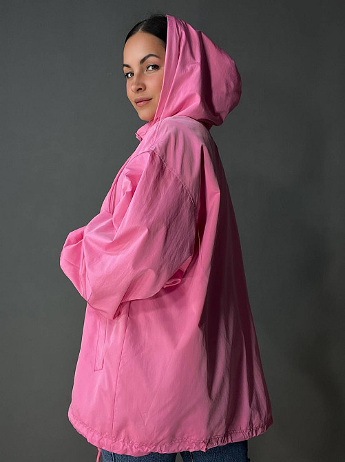 Куртка жіноча Lady Yep 9096-1 вітрівка оверсайз подовжена з капюшоном, рожевий, one size Київ - фото 12