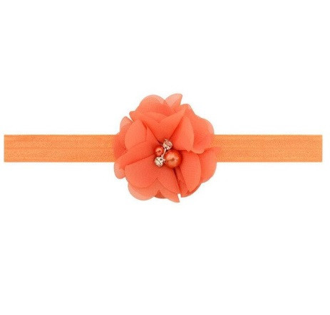 Повязка детская с цветком оранжевая - универсальный (на резинке), цветок 5,5см Киев - изображение 1