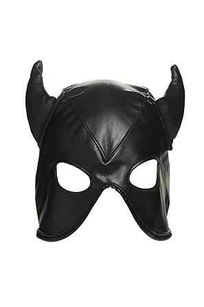Маска з рогами Master Series: Dungeon Demon Bondage Mask with Horns, чорна Sex Aura Київ