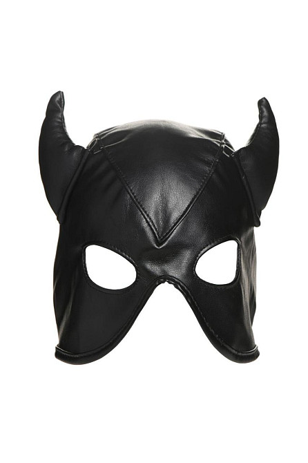Маска з рогами Master Series: Dungeon Demon Bondage Mask with Horns, чорна Sex Aura Київ - фото 2