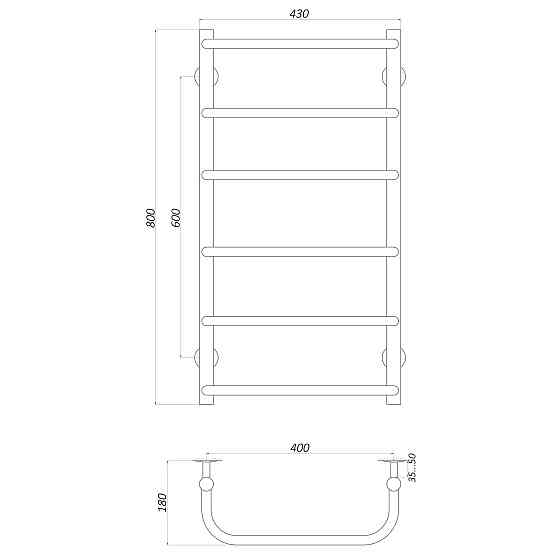 Рушникосушарка UNIO LS W 800-400-6 Драбинка Скоба вода Киев