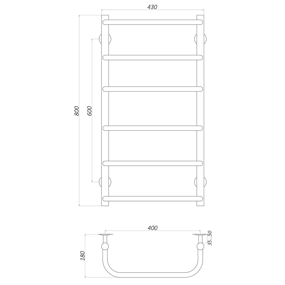 Рушникосушарка UNIO LS W 800-400-6 Драбинка Скоба вода Киев - изображение 4