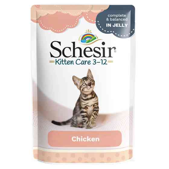 Schesir Kitten Care Chicken ШЕЗИР ФИЛЕ КУРИЦЫ ДЛЯ КОТЯТ полнорационный влажный корм консервы в желе для котят, пауч 85г Киев
