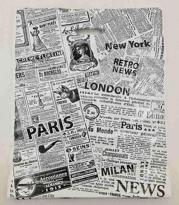 Пакет з прорізною ручкою (42 * 51) "Газета"Ренпако (25 шт.) Харків - фото 2