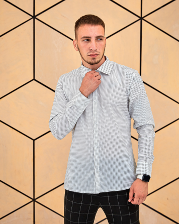 Сорочка чоловіча класична Білий горох L Харків