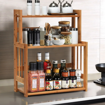 Полиця-органайзер Costway Bamboo кухонна стійка бамбук 3 полки Київ