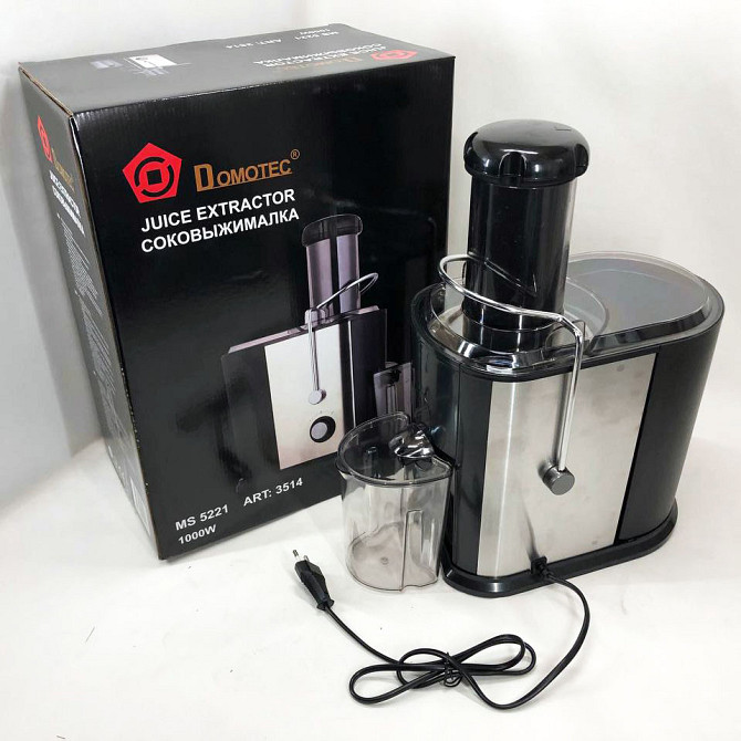 Подрібнювач для яблук Соковижималка низькошвидкісна Domotec MS-5221 1000 W, Соковижималка XS-708 для помідорів Київ - фото 5