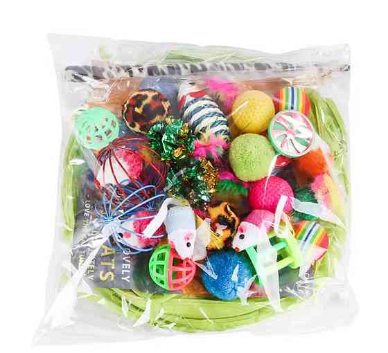 Набор для котов разными игрушками и тунелем 21 шт разноцветный Киев