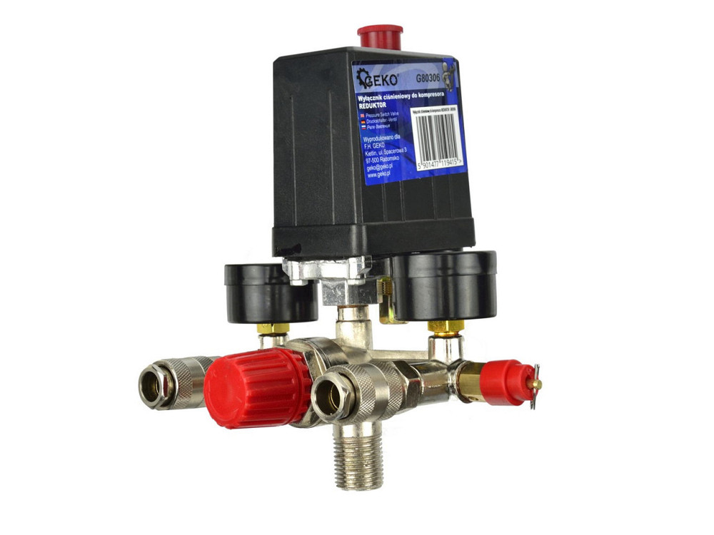 Пресостат "GeKo" 12 bar (230 В) з 2 манометрами Київ - фото 6