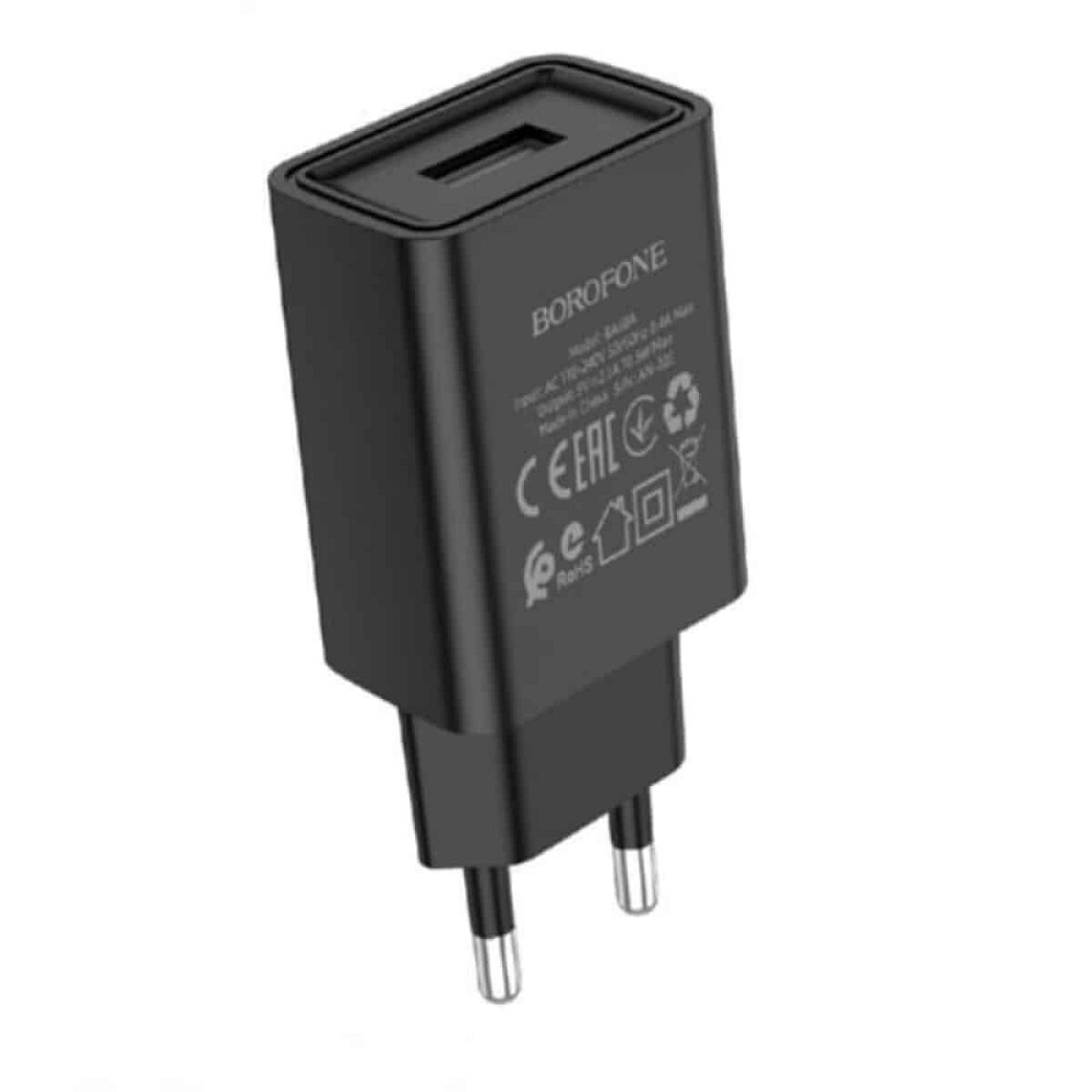 Мережевий зарядний пристрій BOROFONE BA68A Glacier single port charger Black Киев - изображение 1