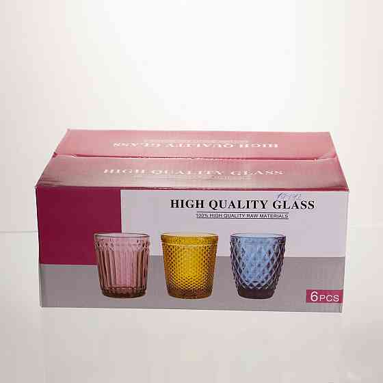 Набір скляних стаканів 6 штук 250 мл для напоїв Золотистий Yiwu HP-19-192 Коломыя