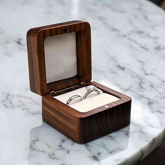 Коробочка для колец деревянная,коробка ювелирная свадебная, футляр обручальных колец для свадьбы или предложения руки и серца Каменец-Подольский
