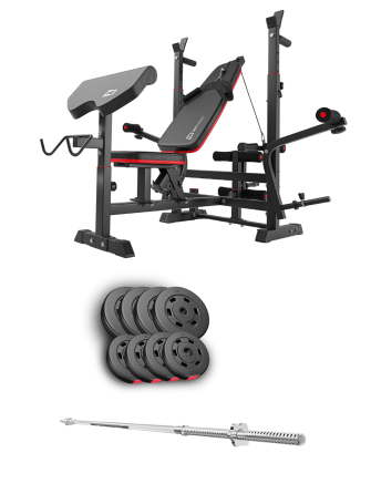 Набір Hop-Sport Premium 39кг з лавою HS-1075 Pro та штангою Киев