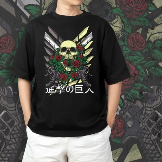 Футболка для підлітка хлопчика з принтом Атака титанов Череп Розмір 160 Anime10140 Дніпро