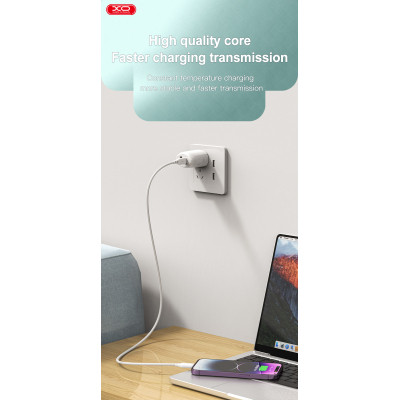 Дата кабель USB-C to USB-C 1.0m 60W braided XO (NBQ236B_White) Вінниця - фото 5