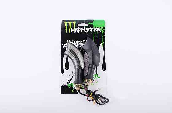 Повороти світлодіодні (пара) вигнуті (чорні, прозорі, 21 діод) MONSTER ENERGY Київ