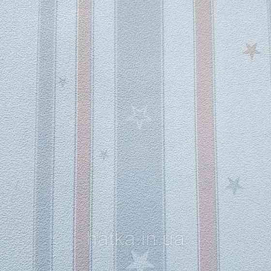 Шпалери вінілові на флізеліні AdaWall Ada Kids метрові дитячі смуги зірки блакитні коричневі сірі Київ