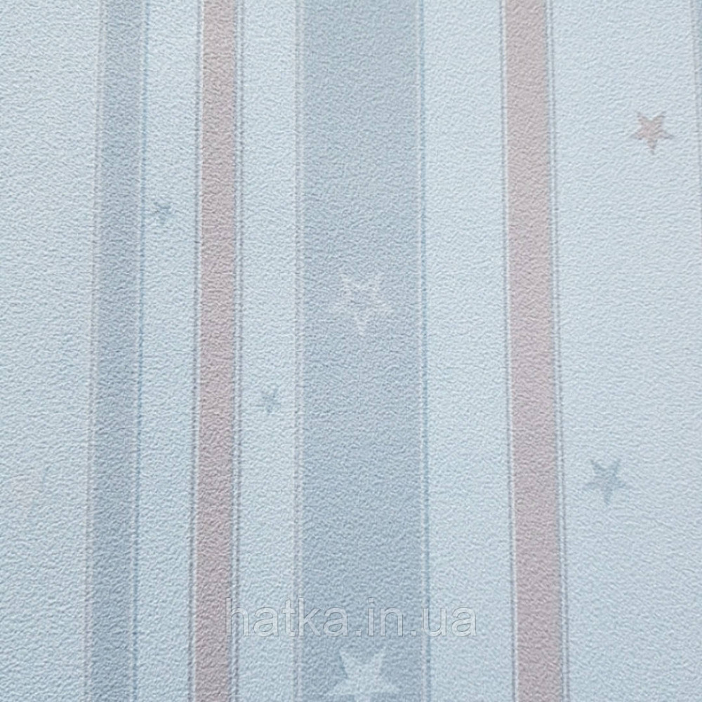 Шпалери вінілові на флізеліні AdaWall Ada Kids метрові дитячі смуги зірки блакитні коричневі сірі Київ - фото 3