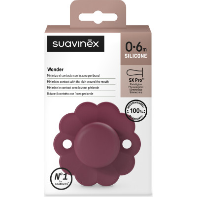 Пустышка Suavinex Wonder физиологическая, 0-6 мес. бордовая (308376) Винница - изображение 3