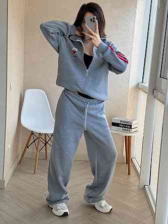 Стильный женский оверсайз костюм двойка триника флис Меланж Одесса