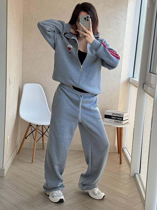Стильный женский оверсайз костюм двойка триника флис Меланж Одесса - изображение 1