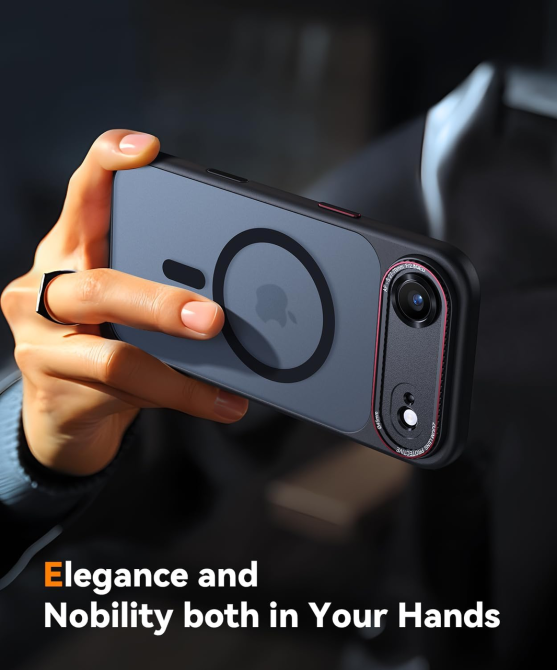 Магнитный чехол JUESHITUO для iPhone 17 Air, MagSafe, защита камеры 4 мм, Camera Control, 1 защитная пленка, черный Киев - изображение 8