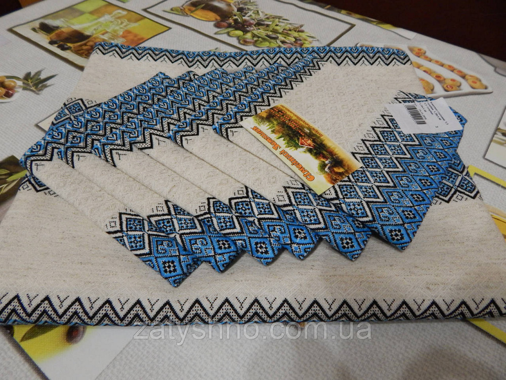 Скатерть с салфетками, голубой комплект Киев - изображение 2