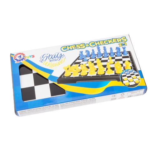 Набір Настільних ігор шахи/шашки/пластикова коробка-дошка синій/жовтий Технок 9055 Житомир - фото 2