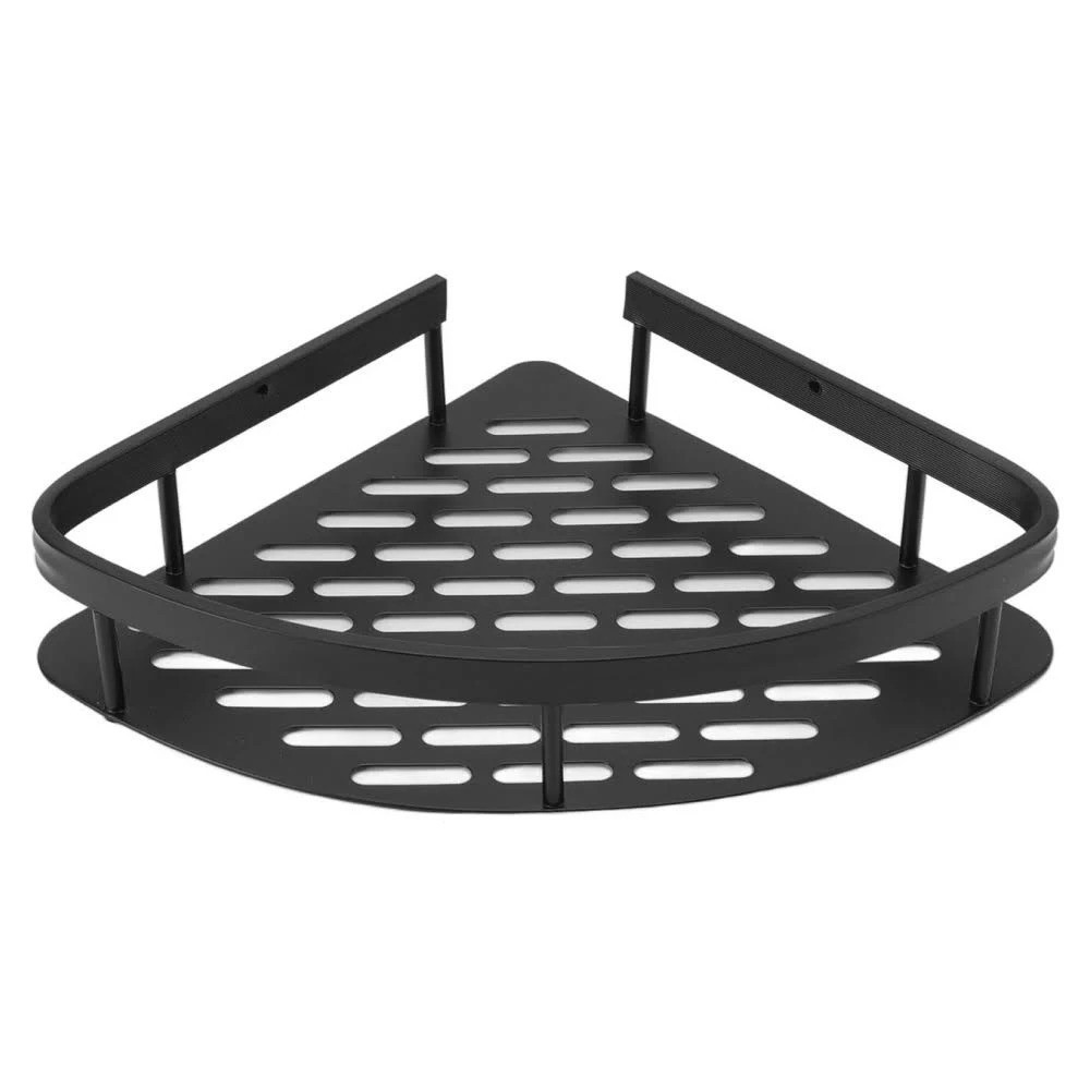 Кутова полиця у ванну (28х21х4,3 см) 1шт, Чорна / Органайзер для ванної / Полиця настінна металева Київ - фото 3