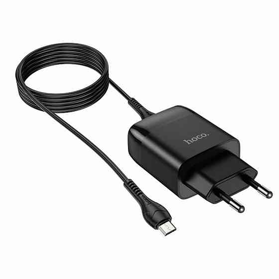 Мережевий зарядний пристрій HOCO C72Q Glorious single port QC3.0 charger set(Micro) Black Киев
