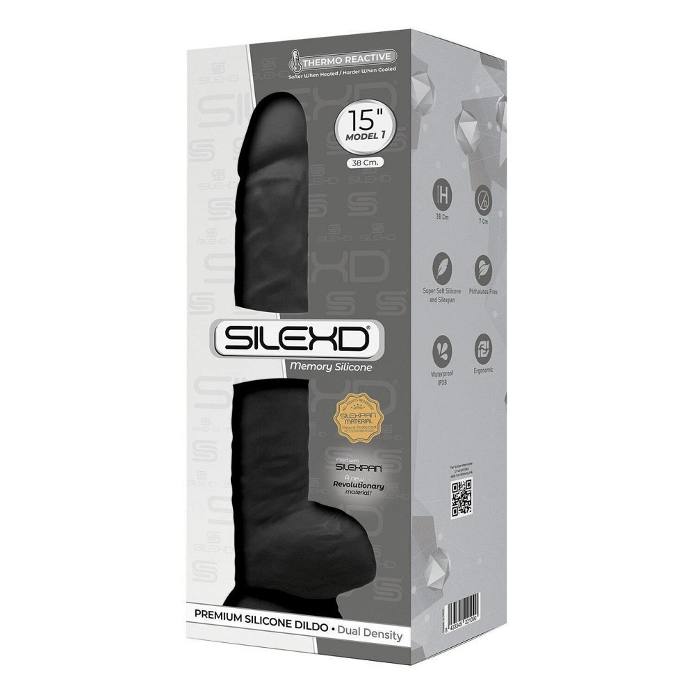 Фалоімітатор SilexD Kingston Black (MODEL 15in), двошаровий, силікон+Silexpan, діаметр 7 см Sex Aura Київ - фото 4