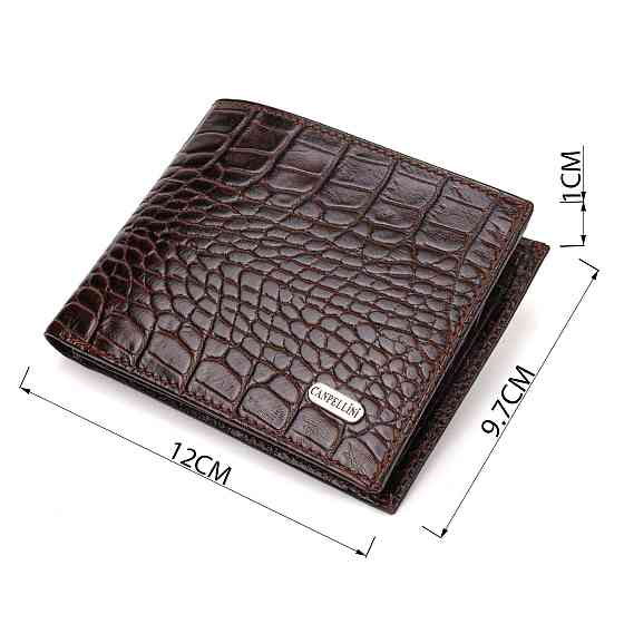 Чоловічий гаманець без застібки з натуральної шкіри з тисненням під крокодила CANPELLINI 21763 Коричневий Київ