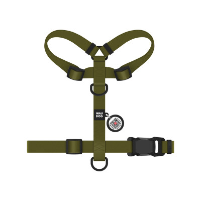 Шлей для собак WAUDOG Magnet анатомическая Н-образная с QR-паспортом, магнитная пряжка-фастекс S хаки (262231) Винница - изображение 3