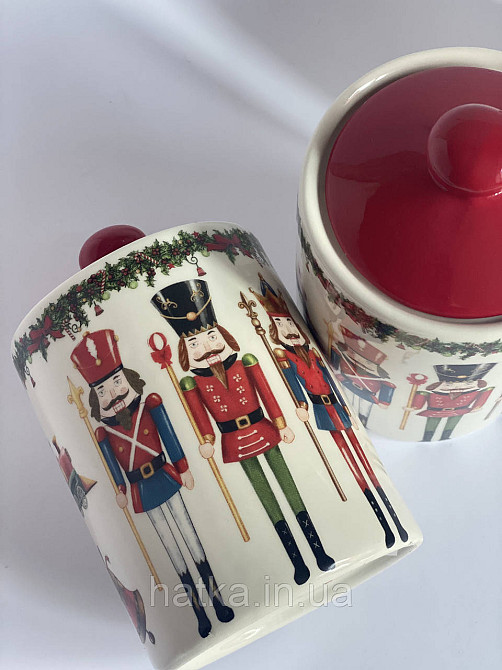 Банку новорічна для солодощів круп чаю керамічна Лускунчик 600мл Київ - фото 2