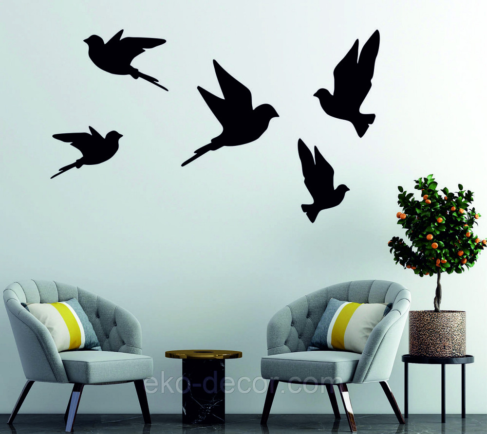 Декоративное настенное Панно «Птичка» Декор на стену(цена за 1шт) 30*18 см, Черный Киев - изображение 6