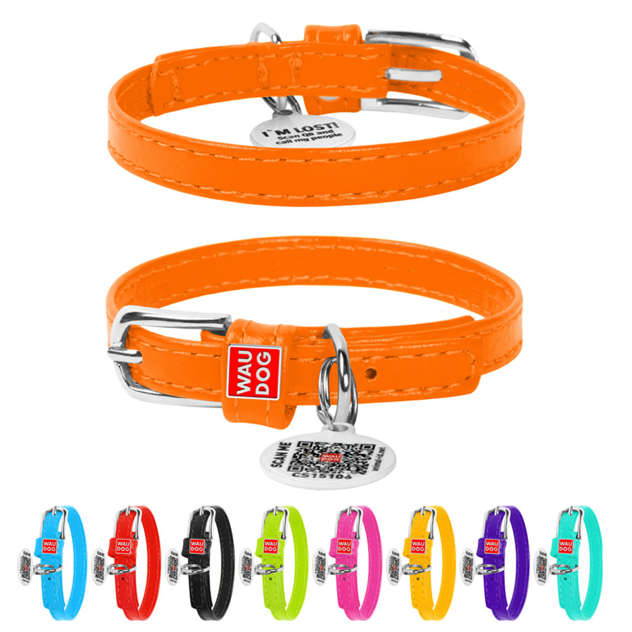 Нашийник для собак шкіряний WAUDOG Glamour з QR паспортом, без прикрас, XXS, Ш 9 мм, Дов 18-21 Коломия - фото 1