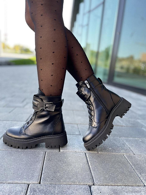 Женские ботинки 2774 черные натуральная кожа зима высота 16см (4802) Коломия - фото 5