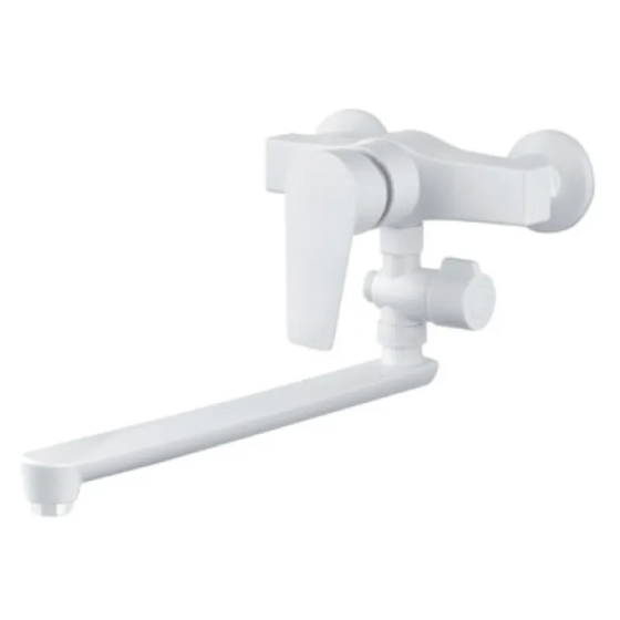 Смеситель для ванны PLAMIX OSCAR-006 SET белый с душевым шлангом, лейкой и кронштейном (PM0703) Харьков