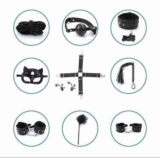 БДСМ набір (Бандажний набір) з 10 предметів - Чорний - Садо-мазо Вінниця